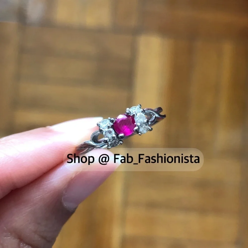 Sterling silver garnet ring